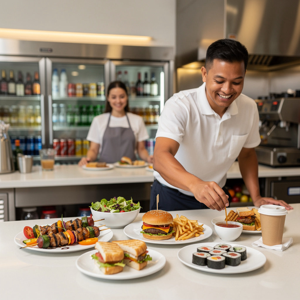 Presidio Market Liquor & Grill complete menu display featuring tacos, burritos, and diverse food options in Santa Barbara
